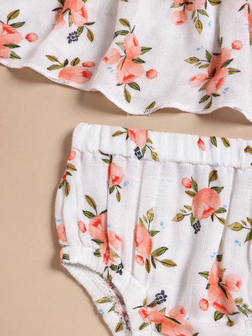 TINY TIGGY 100% Bamboo Muslin Baby Frock with Matching Shorts