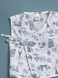 TINY TIGGY Printed 100% Cambric Cotton Baby Jhabla with 2 Nappies