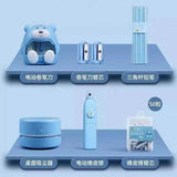The stationery set includes electric pencil sharpener, electric eraser, desktop vacuum cleaner and 10 eraser refills, which is a good helper for your study