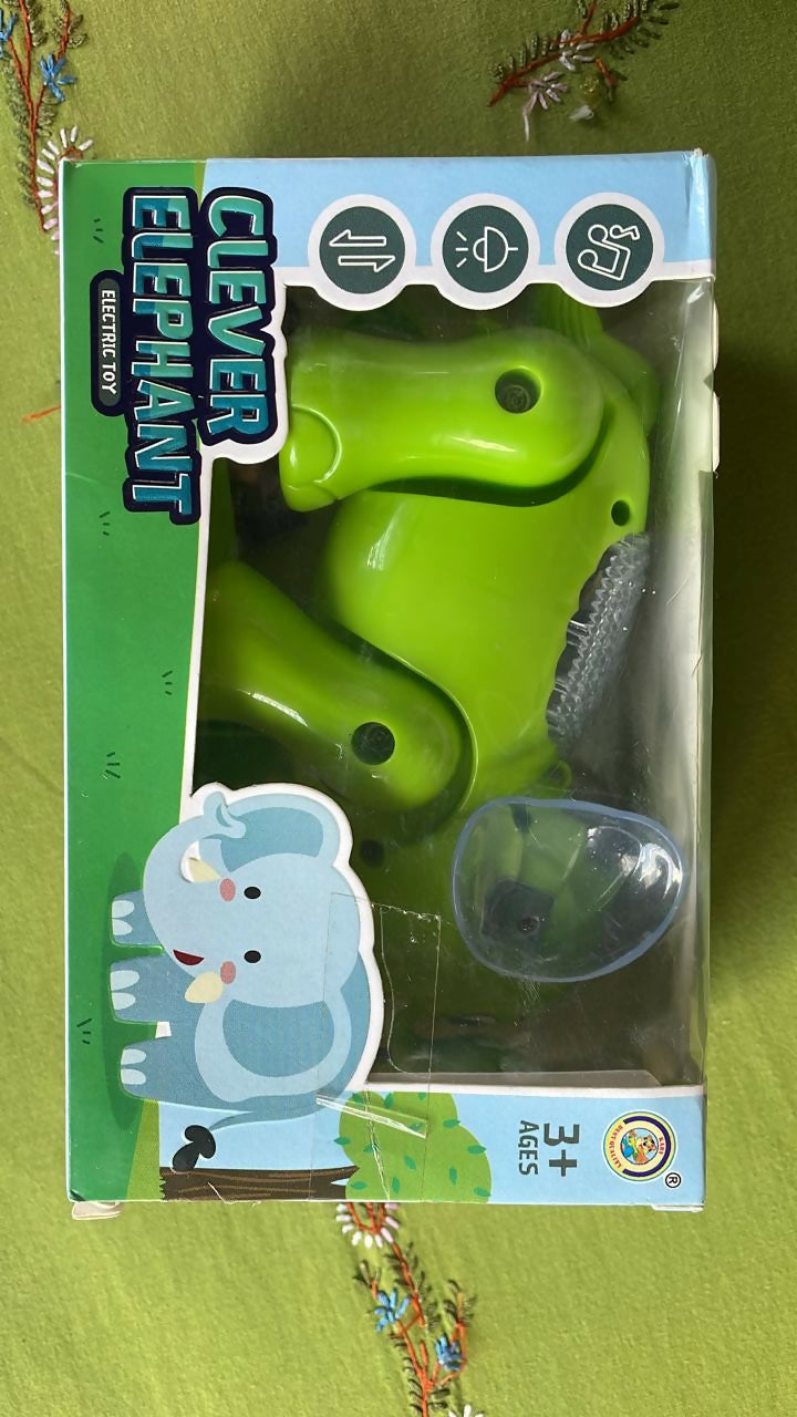Clever Elephant Musical Walking Toy with Light and Sound for Kids (Green)