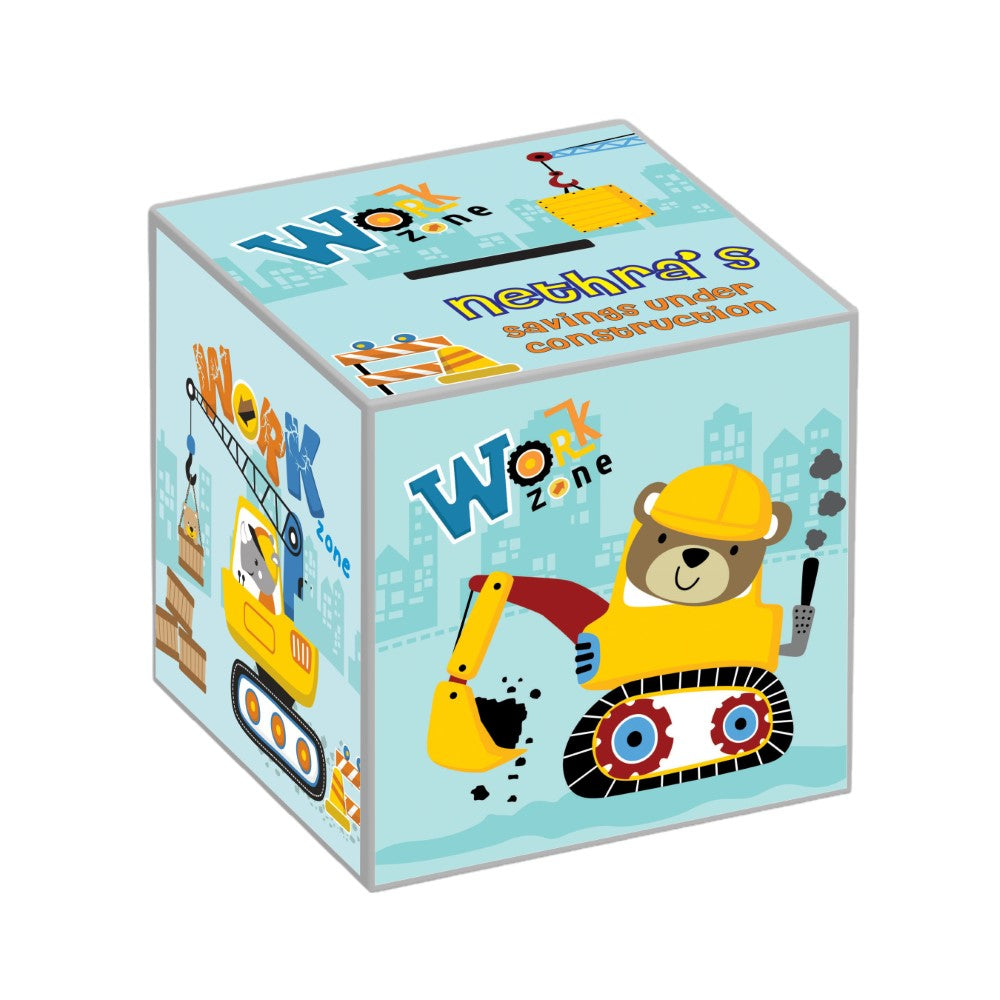 My Money Box Personalised - Construction Zone (Piggy Bank)