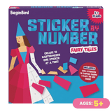 BeginBird Sticker by Number Fairy Tales kit packaging with a fairy design on a purple and blue background.