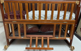 BABYHUG MONTANA Wooden Cot/Crib Cum Rocker With Mosquito Net- Cherry Red