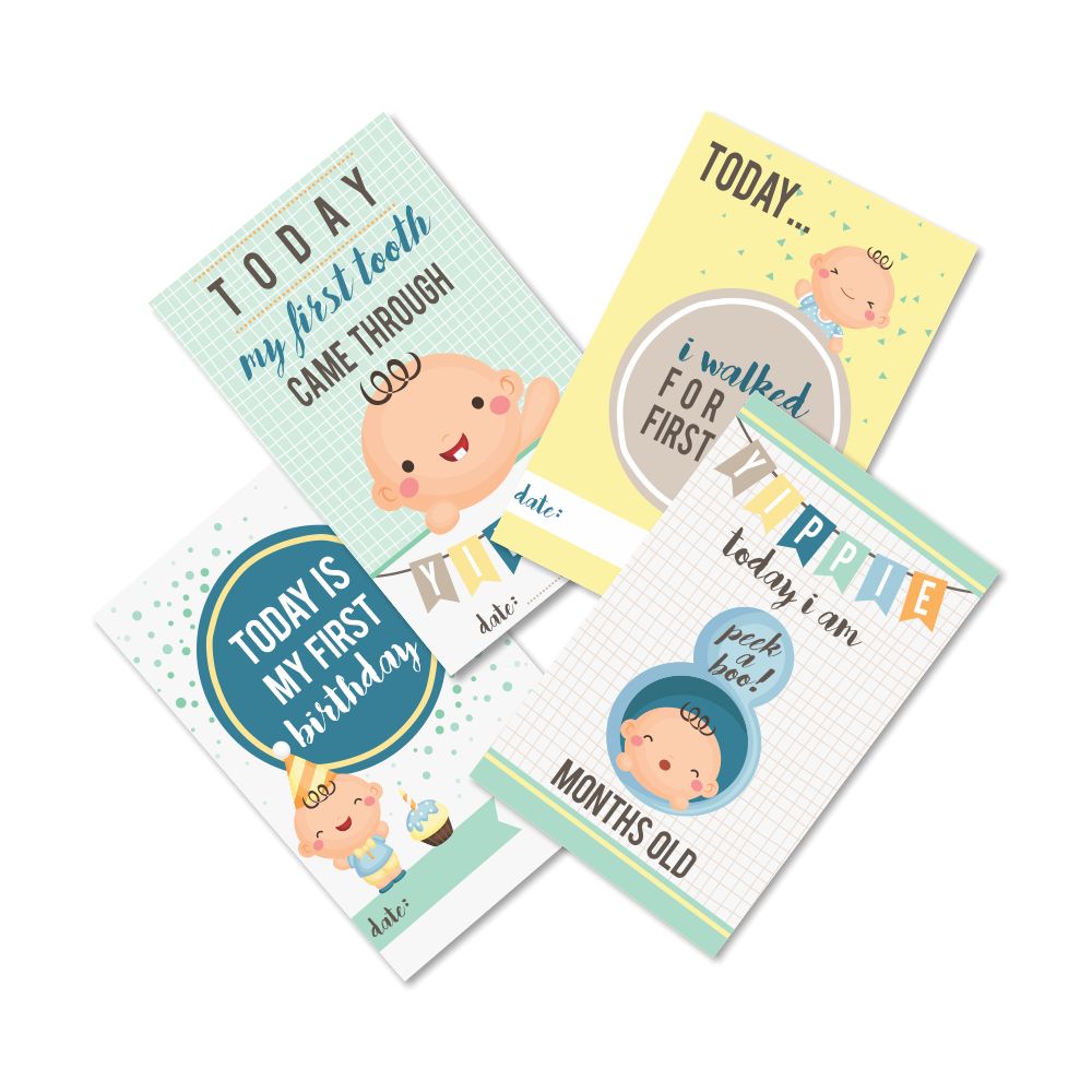 ZOOPLAY Baby Boy Milestone Cards - Pack of 24