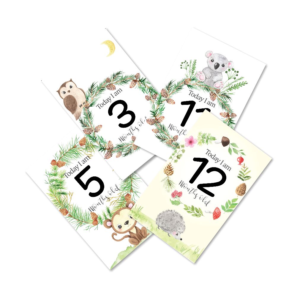 ZOOPLAY Jungle Safari Theme Baby Milestone Cards