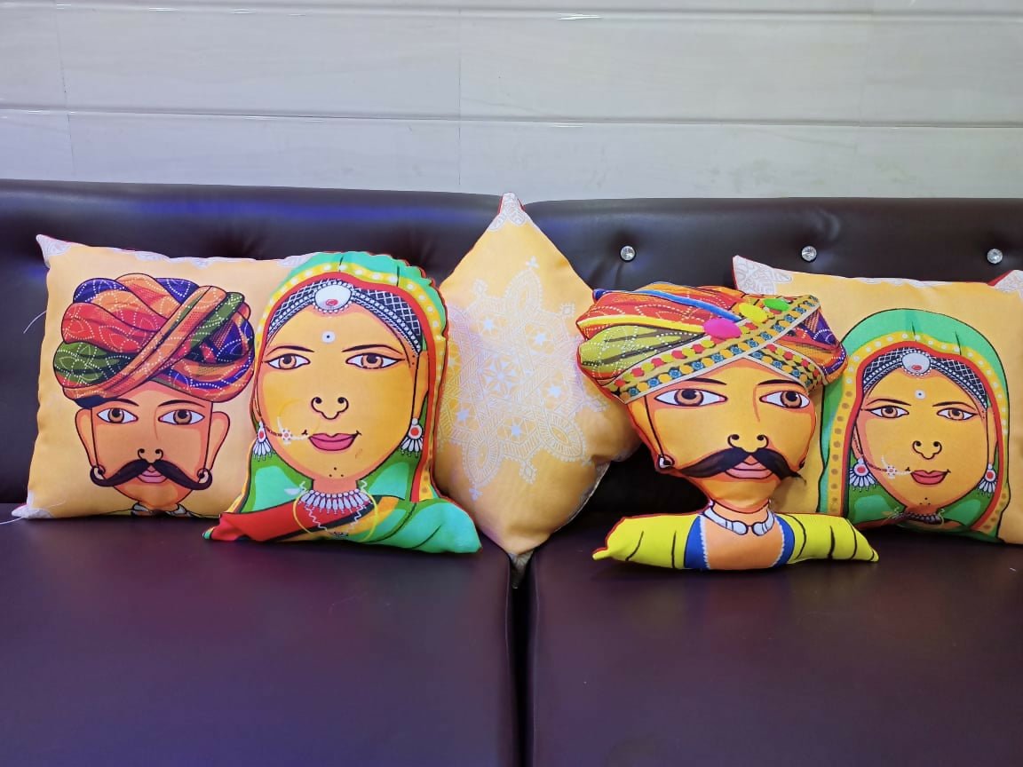 Colorful pillows with artistic designs