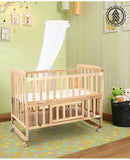 BABYHUG Montana Wooden Cot/Crib cum Rocker & BABYHUG High Density Soft Foam Baby Mattress, Dimensions: L107*W60*H85 cm