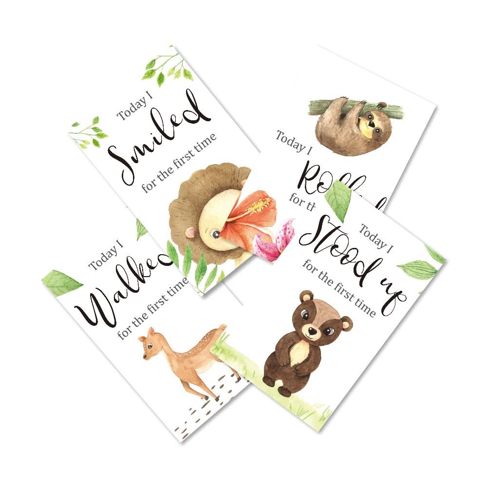 ZOOPLAY Jungle Safari Theme Baby Milestone Cards