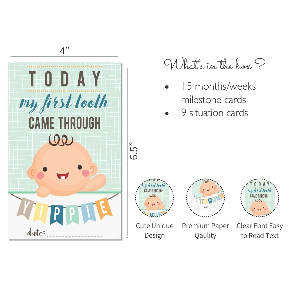 ZOOPLAY Baby Boy Milestone Cards - Pack of 24
