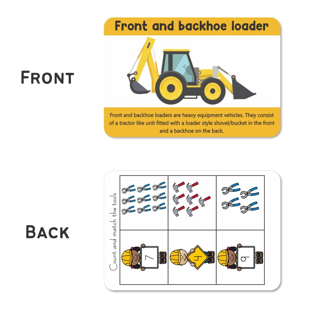 ZOOPLAY Construction Tools and Vehicles Flash Cards