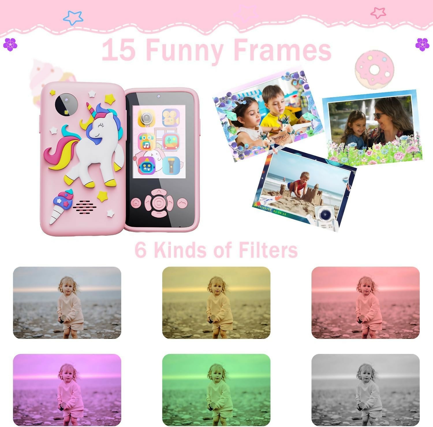 COTS & CUDDLES Kids Smart Phone for Girls and Boys, (Pink)