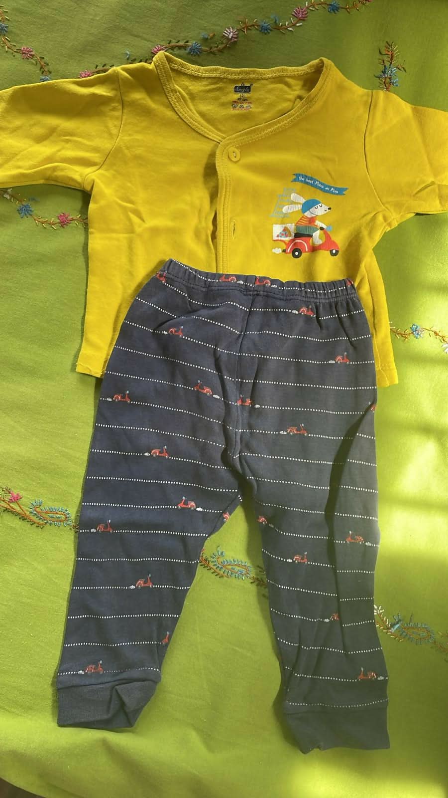 SIMPLY AND GJ Baby Pyjama And Tshirt (0-3 months) - Set of Two