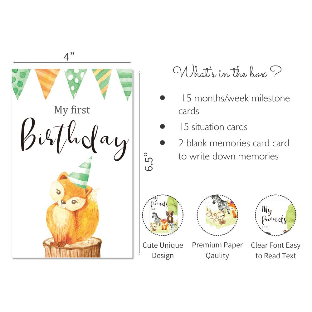 ZOOPLAY Jungle Safari Theme Baby Milestone Cards