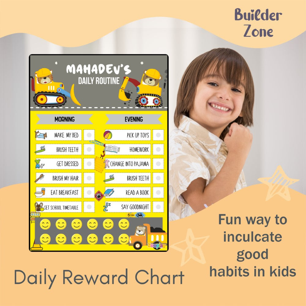 ZOOPLAY Daily Reward Chart Personalised - Builder Zone