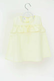 Explore the yellow 100% cotton adorable umbrella top for girls, featuring soft fabric and a charming umbrella design for comfort and trendy style.