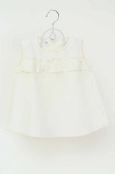 Discover girls' 100% cotton white umbrella top, featuring soft fabric and a stylish umbrella design for comfort and trendy style.