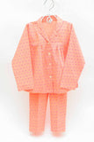 Soft and breathable salmon orange 100% cotton girls nightwear, offering ultimate comfort and style for a restful night's sleep.