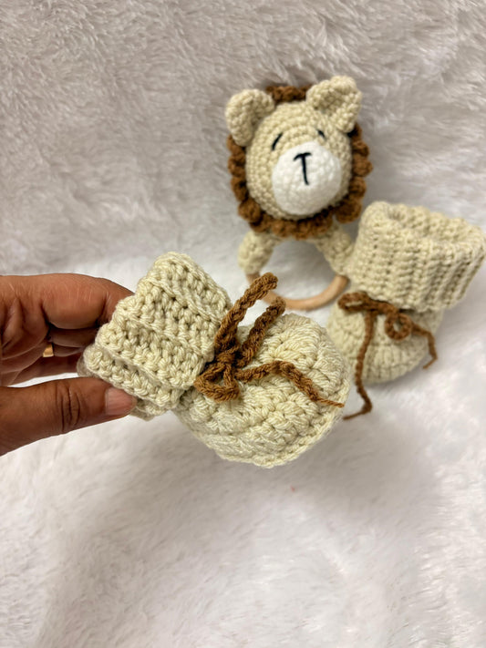 Crochet New Born Baby Gift Set/ Crochet Handmade Rattle And Shoes Set