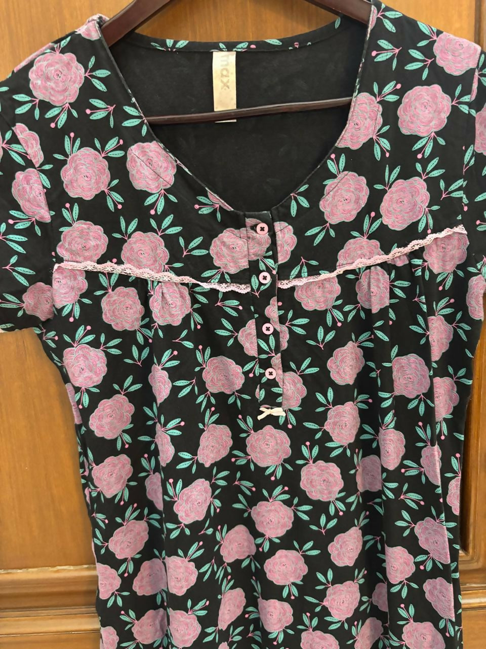 MAX nursing maxi gowns – set of 2, cotton hosiery, soft & stretchable with front buttons (L/XL).