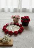 Crochet Rose Flower Coaster with Tiny Basket Set of 6