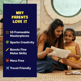 Woman and child looking at a book together with text on why parents love it.