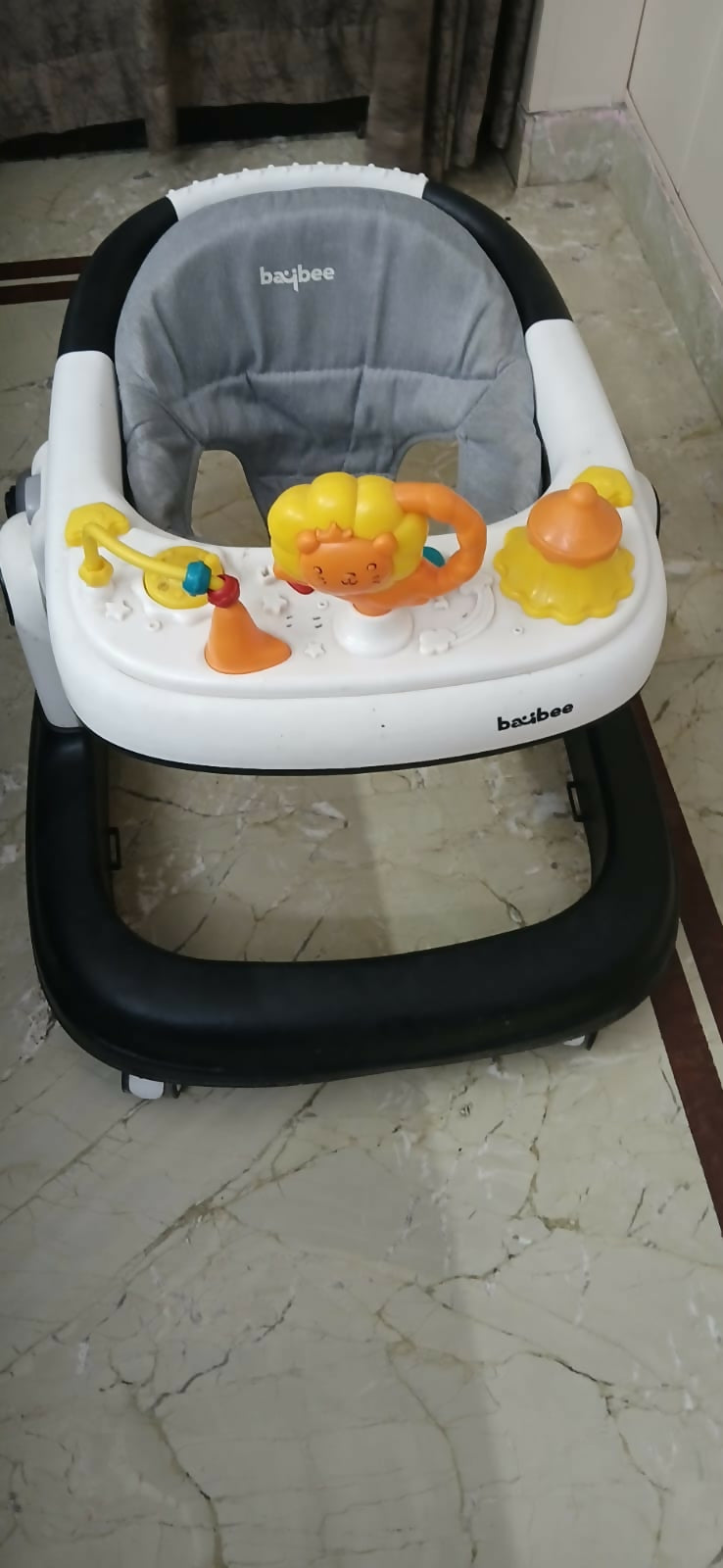 BAYBEE Astro 2-in-1 baby walker – convertible seated & push walker with music, height adjustment & safety features.