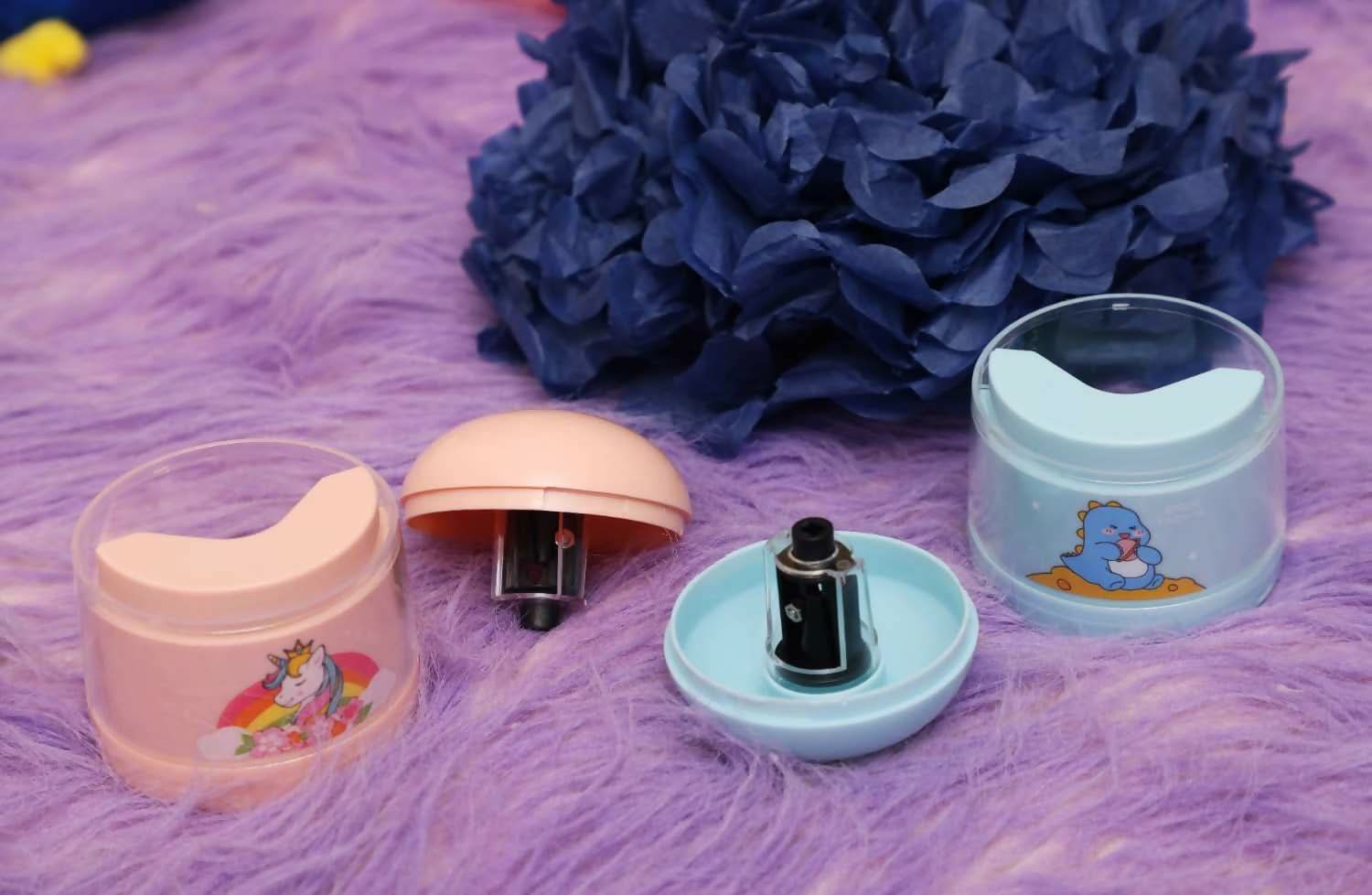 Creative appearance and space saver, small and portable Comes with removable tray, easily to operate for small kids, Best Sharpener for kids