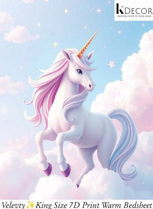 Unicorn design on a bedsheet for kids