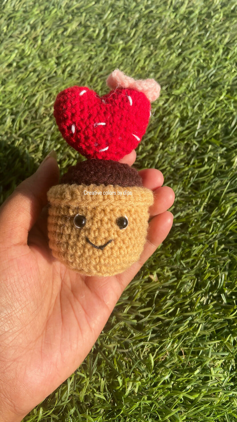 Crochet Heart Cactus Flower Pot – Handmade Cute Desk Decor