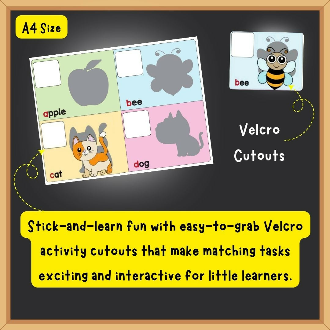 ABC Shadow Book for kids featuring engaging alphabet and shadow-matching activities designed to encourage letter recognition, visual observation, matching skills and early learning through interactive play.