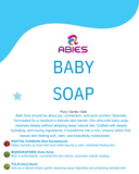 Abies Soft & Gentle Ayurvedic Baby Soap with Tulsi and Chandan, formulated for gentle everyday cleansing of delicate baby skin with traditional herbal ingredients