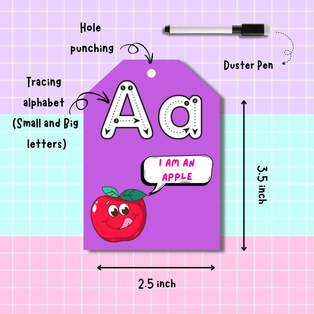 Alphabet Keychain for kids featuring individual letters in a compact, easy-to-carry format, designed to make alphabet recognition, letter identification and early learning more engaging and interactive.