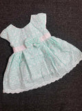 Baby Girl's Floral Embroidered Party Dress, Mint Green, Cap Sleeve