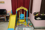 BABYHUG 3 in 1 Swing & Slide Activity Play Set with basketball hoop for indoor and outdoor toddler play.