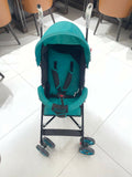 BABYHUG Agile Lightweight Baby Stroller in Blue & Black, Preloved New condition, featuring compact umbrella fold, adjustable canopy, rear wheel brakes, front swivel wheels, and a travel-friendly design for convenient outings.