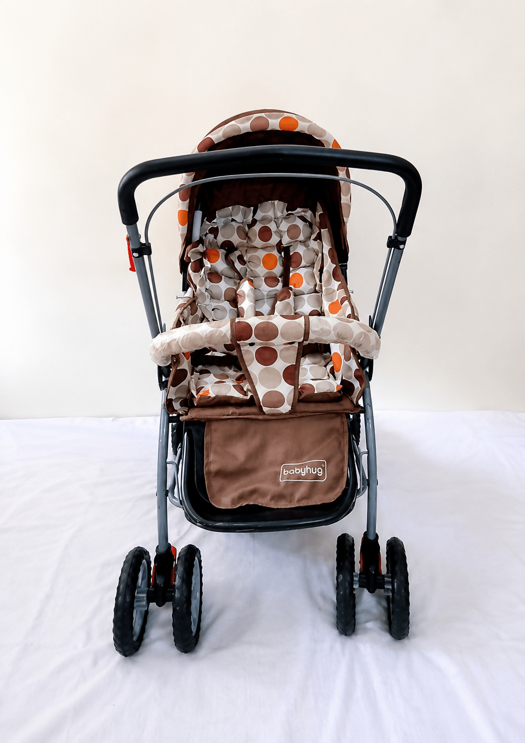 BABYHUG Cosy Cosmo baby stroller with reclining seat, foldable pram design, safety harness, smooth wheels, adjustable canopy, and comfortable travel support from newborn to tod