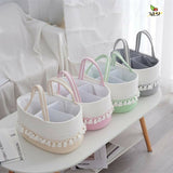 Baby diaper caddy bag with multiple storage compartments, cute design, organized sections, sturdy handles, and convenient storage for diapers, wipes, bottles, and baby essentials.