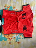 CITYBOY Dress with Sleeveless TShirt (Black), Red cotton jacket (Half Sleeves) and Printed Nicker - PyaraBaby