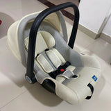 MEE MEE 4-in-1 Multi-Purpose Baby Carry Cot/Car Seat with Rocking Chair featuring padded seating, safety harness, ergonomic carry handle, protective canopy, and versatile design for travel, carrying, rocking, and seating.