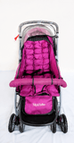 Tiffy & Toffee Maxtrem baby stroller with reversible handle, reclining seat, foldable travel pram design, adjustable canopy, 5-point safety harness, smooth wheels, and storage basket for babies and toddlers up to 22 kg.