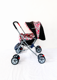 LuvLap Starshine baby stroller with foldable reclining travel pram design, adjustable canopy, safety harness, smooth wheels, and comfortable travel support for babies and toddlers.