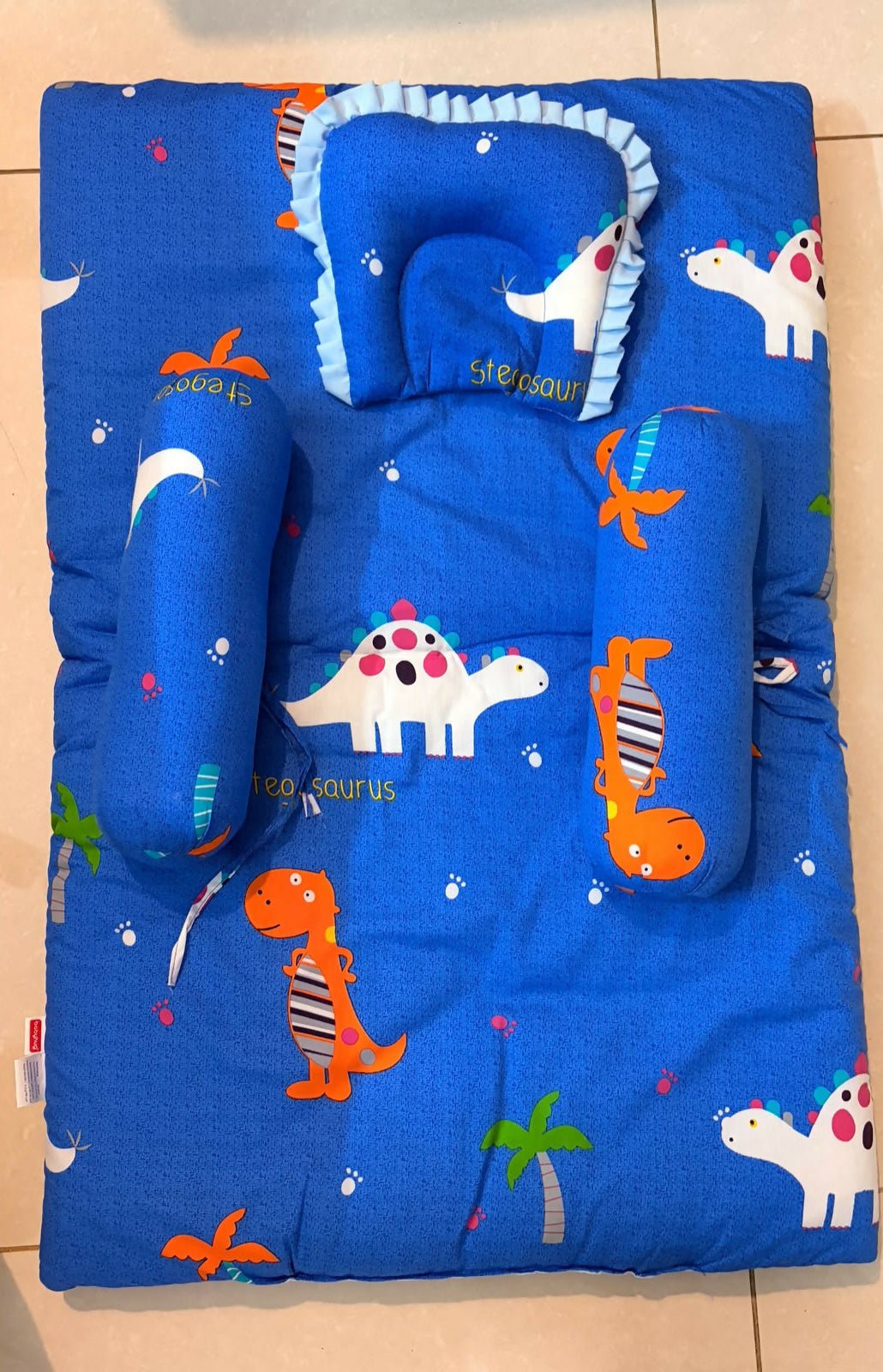 Baby Bedding Set with a soft quilt, pillow, bolsters, and mattress cover made from baby-friendly fabric for a cozy, comfortable, and restful sleeping environment for newborns and infants.