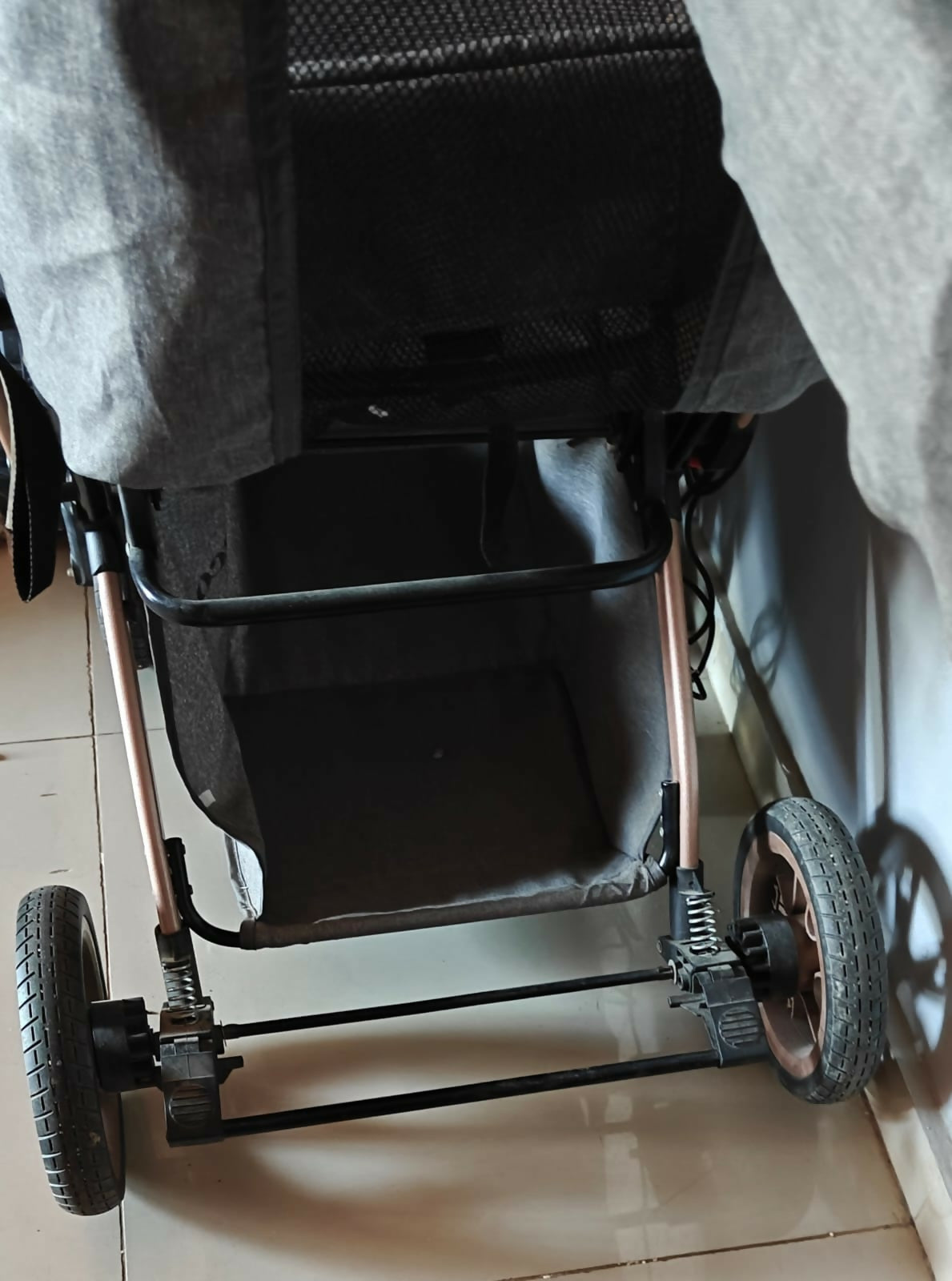 BELCO Baby Stroller/Pram in Almost New condition featuring comfortable seating, protective canopy, safety harness, smooth-moving wheels, and a practical design for everyday walks, shopping, and outings with your baby.