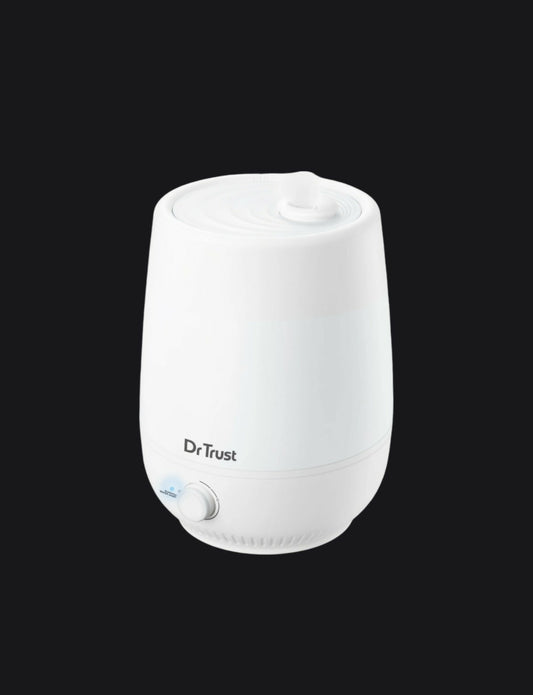 White humidifier with 'Dr. Trust' branding on a black background