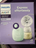 Philips Avent single electric breast pump packaging on a purple background