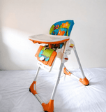 Chicco Polly foldable baby high chair with reclining feeding seat, adjustable tray, cushioned seating, sturdy frame, and premium design for comfortable baby mealtime and feeding.