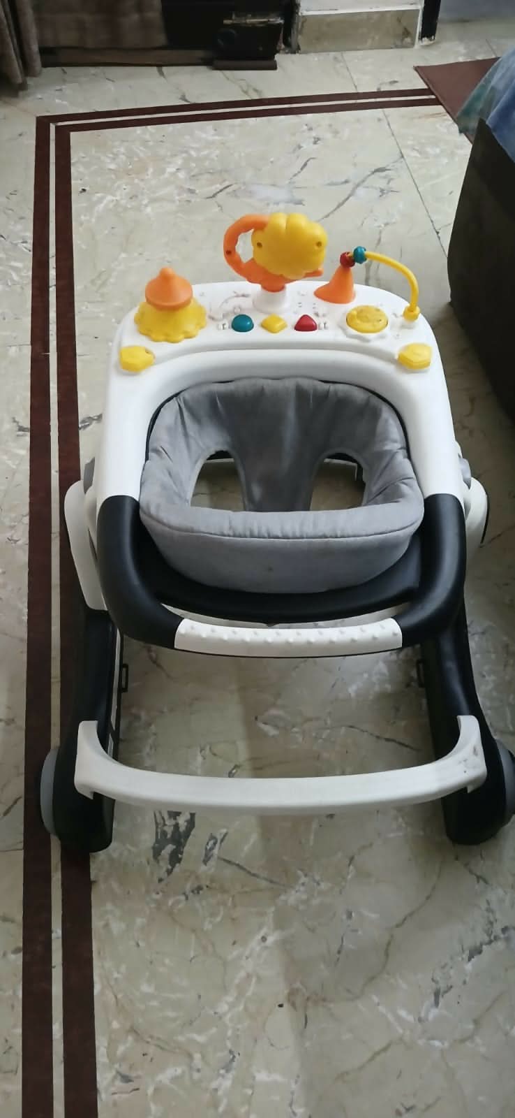 BAYBEE Astro 2-in-1 baby walker – convertible seated & push walker with music, height adjustment & safety features.