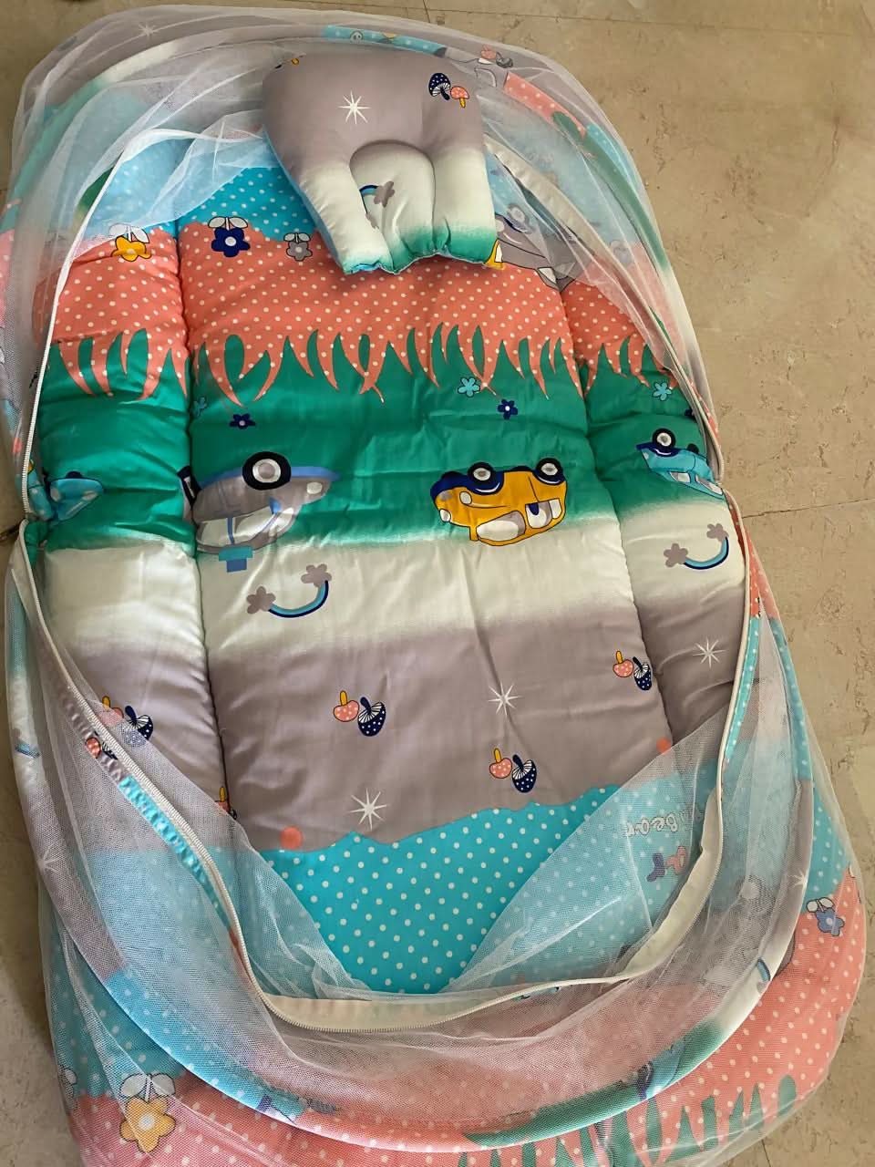 BABYHUG Bedding Set with Mosquito Net and Pillow – Comfortable, Protective & Travel-Friendly Baby Bedding Solution