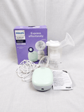 Philips Avent SCF395/11 Single Electric Breast Pump wiath USB power, BPA-free components, adjustable suction settings, soft silicone cushion, and compact design. Brand new and factory sealed.