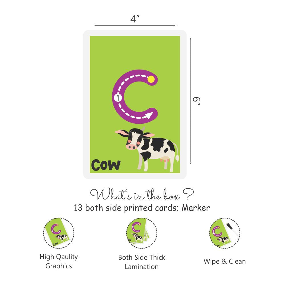 ZOOPLAY Lowercase ABC Rewritable Flashcards / Tracing Mats